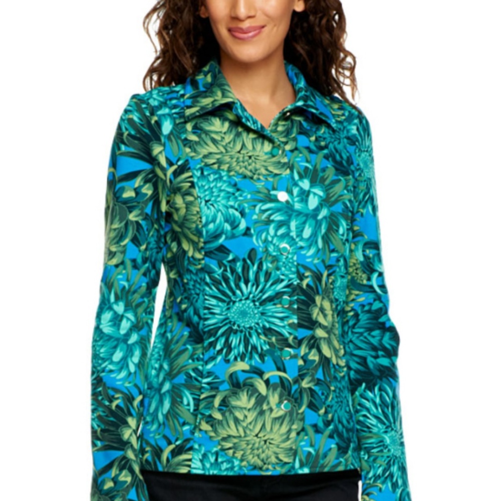 Isaac Mizrahi Live Chrysanthemum Print Coat/Jacket